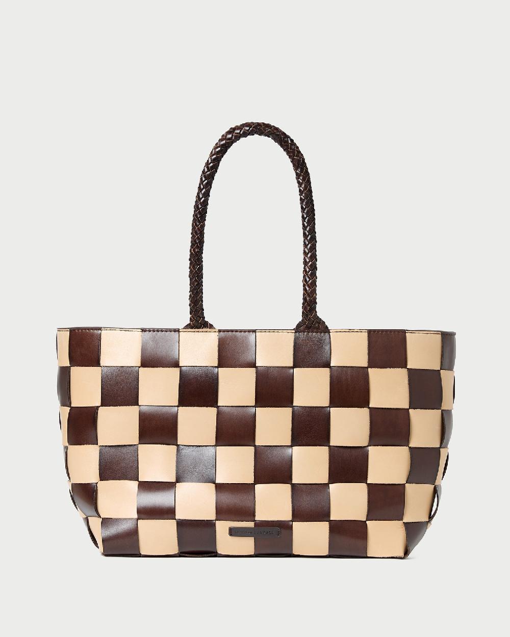 loeffler randall Klara Brown/Butter Woven Leather Tote