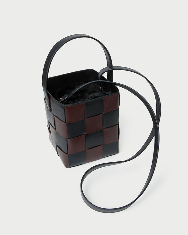 Loeffler Randall Laith Black/Brown Woven Bucket Bag