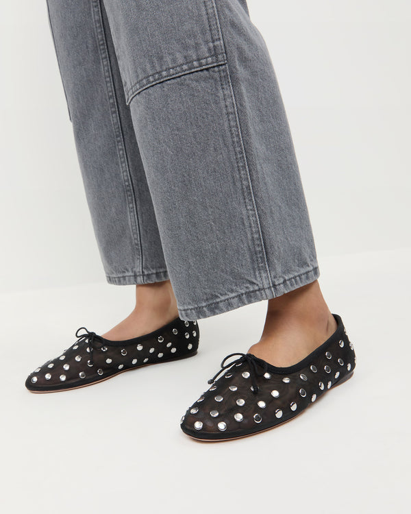Loeffler Randall Landon Black/Silver Mesh Ballet Flat