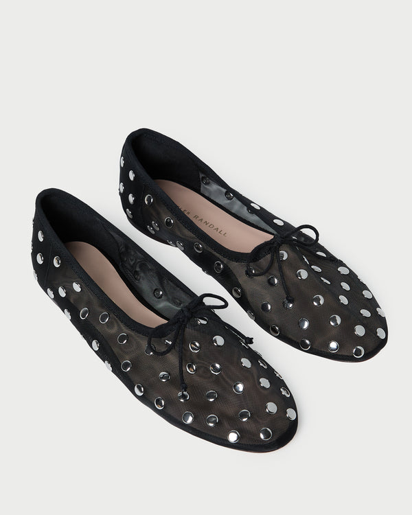 Loeffler Randall Landon Black/Silver Mesh Ballet Flat