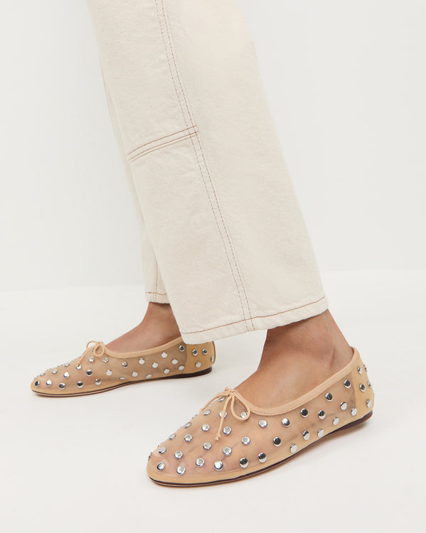Loeffler Randall Landon Caramel/Silver Mesh Ballet Flat