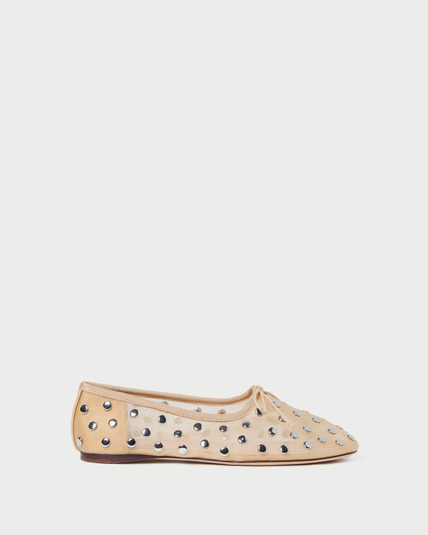 Loeffler Randall Landon Caramel/Silver Mesh Ballet Flat
