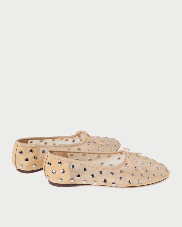 Loeffler Randall Landon Caramel/Silver Mesh Ballet Flat