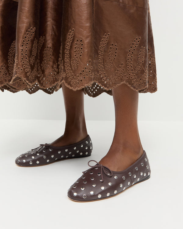 Loeffler Randall Landon Espresso/Silver Leather Ballet Flat