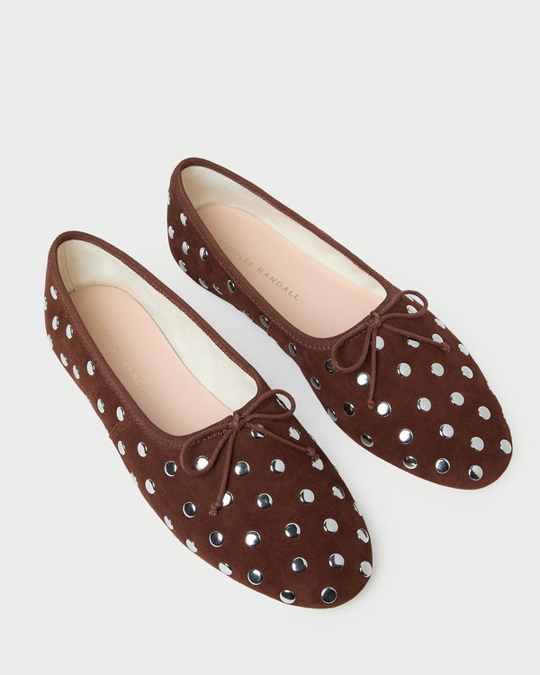 Loeffler Randall Landon Espresso/Silver Suede Ballet Flat