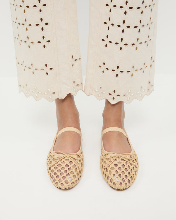 Loeffler Randall Leonie Natural Crochet Ballet Flat