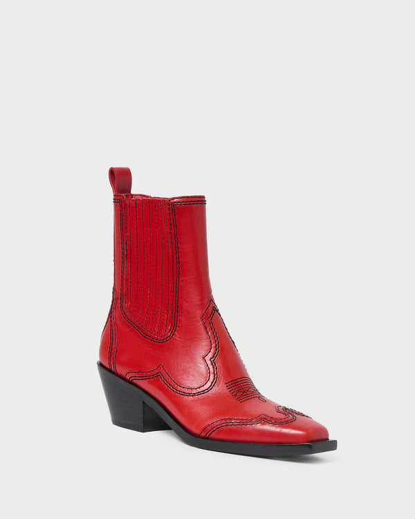 Loeffler Randall Agnes Red Leather Western Boot