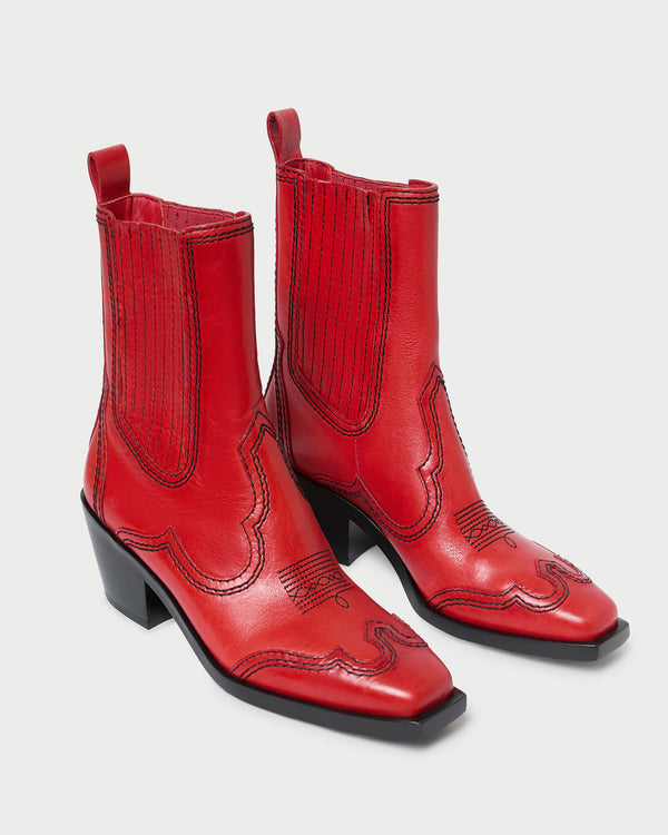 Loeffler Randall Agnes Red Leather Western Boot