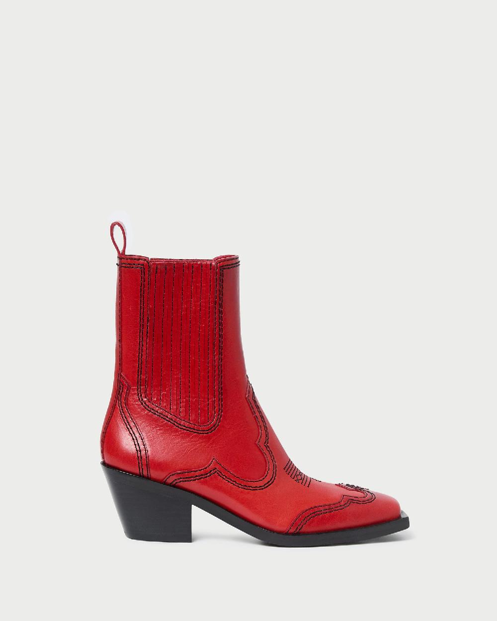 loeffler randall Agnes Red Leather Western Boot