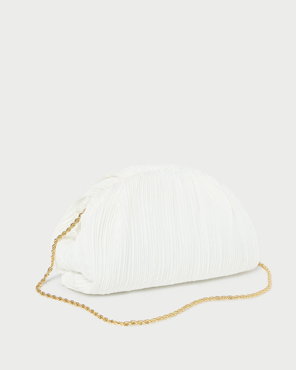 Loeffler Randall Bailey White Pleated Dome Clutch