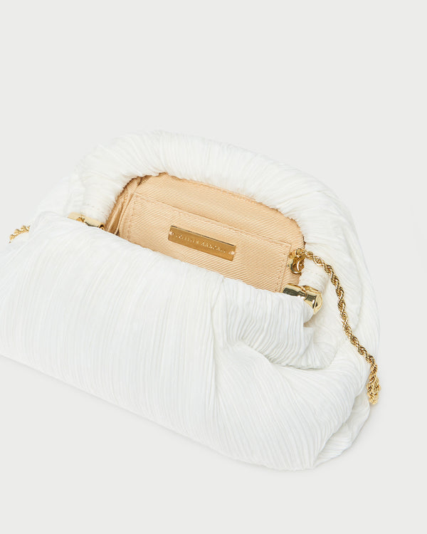 Loeffler Randall Bailey White Pleated Dome Clutch