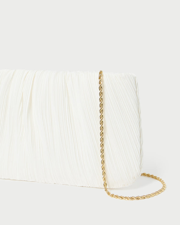 Loeffler Randall Brit White Flat Pleated Clutch