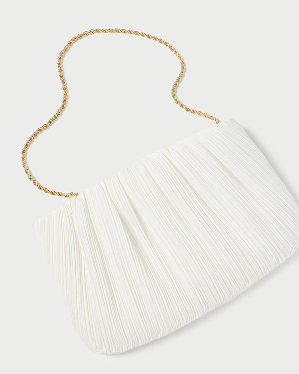 Loeffler Randall Brit White Flat Pleated Clutch