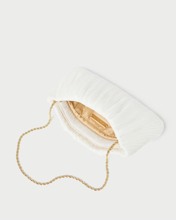 Loeffler Randall Brit White Flat Pleated Clutch