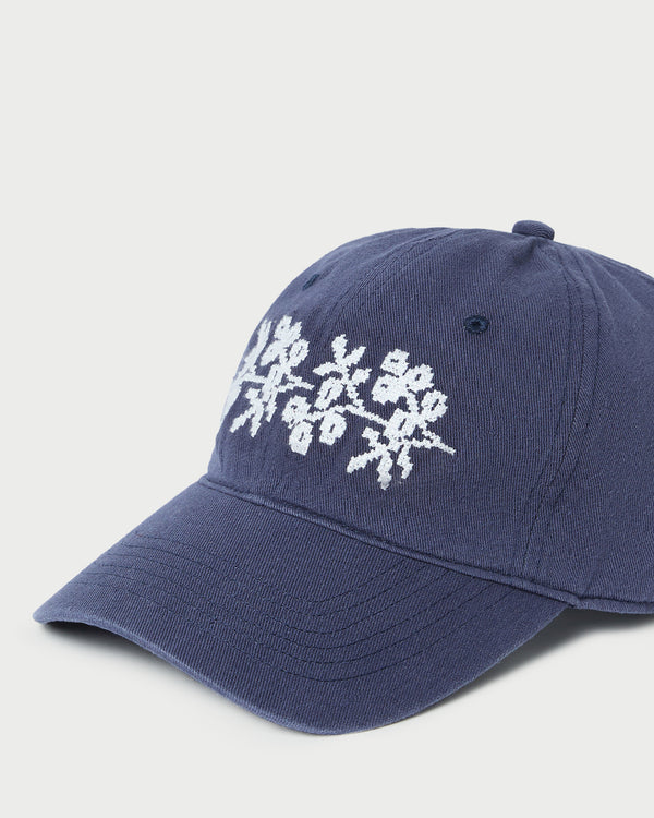 Loeffler Randall Cairo Navy/Cream Embroidered Cap