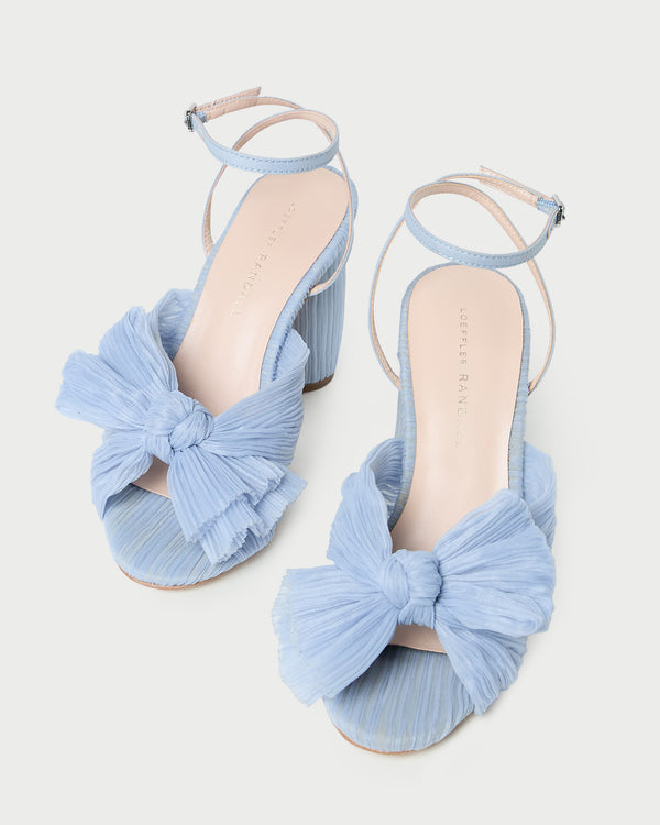 Loeffler Randall Camellia Blue Pleated Bow Heel