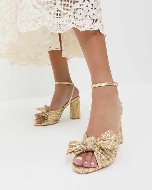 Loeffler Randall Camellia Gold Pleated Bow Heel