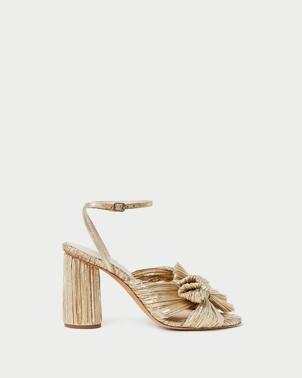 Loeffler Randall Camellia Gold Pleated Bow Heel