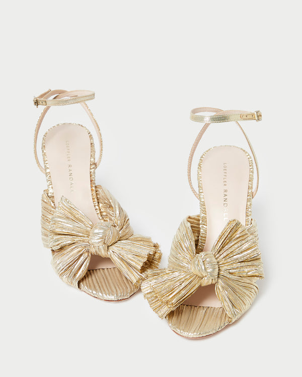 Loeffler Randall Camellia Gold Pleated Bow Heel