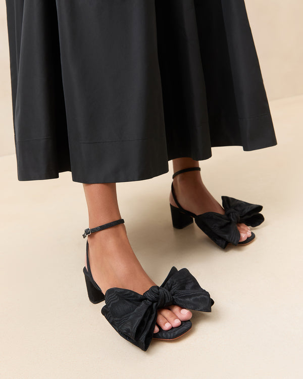 Loeffler Randall Carmen Black Moiré Bow Sandal