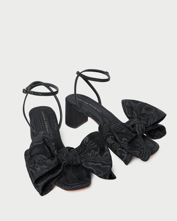 Loeffler Randall Carmen Black Moiré Bow Sandal