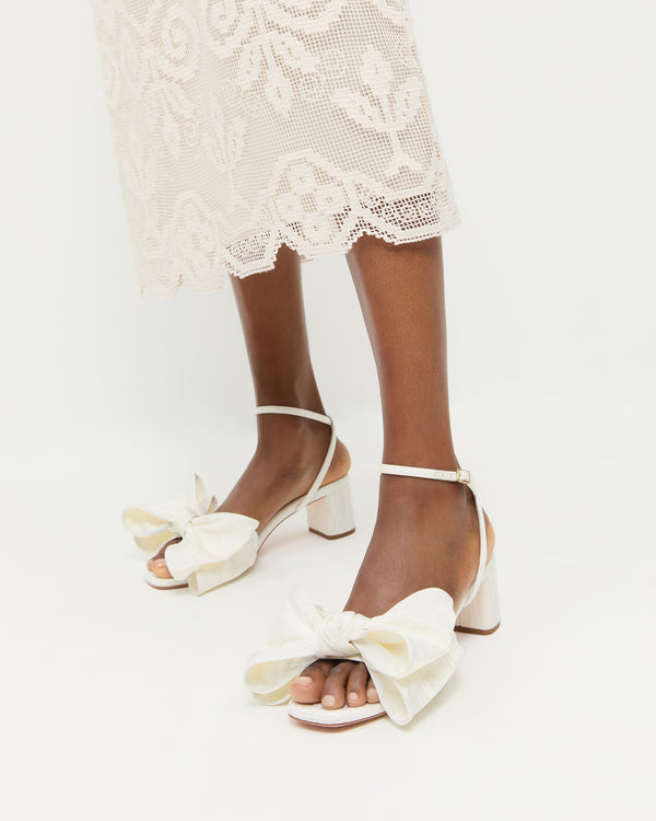 Loeffler Randall Carmen Cream Moiré Bow Sandal