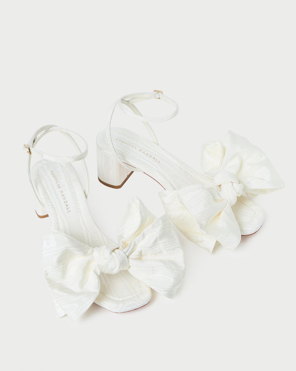Loeffler Randall Carmen Cream Moiré Bow Sandal