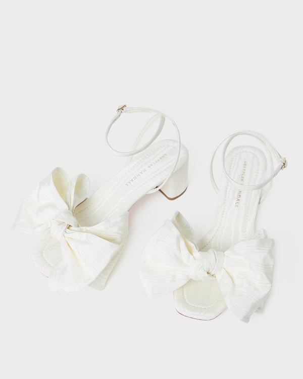 Loeffler Randall Carmen Cream Moiré Bow Sandal