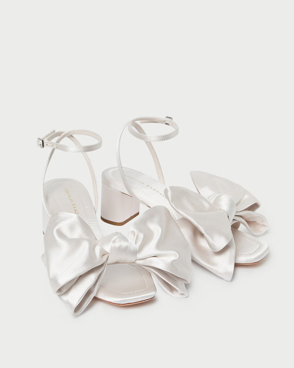 Loeffler Randall Carmen Cream Satin Bow Sandal