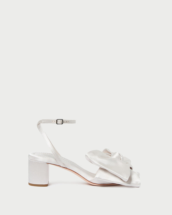 Loeffler Randall Carmen Cream Satin Bow Sandal