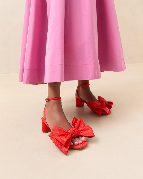Loeffler Randall Carmen Red Moiré Bow Sandal