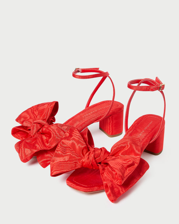 Loeffler Randall Carmen Red Moiré Bow Sandal