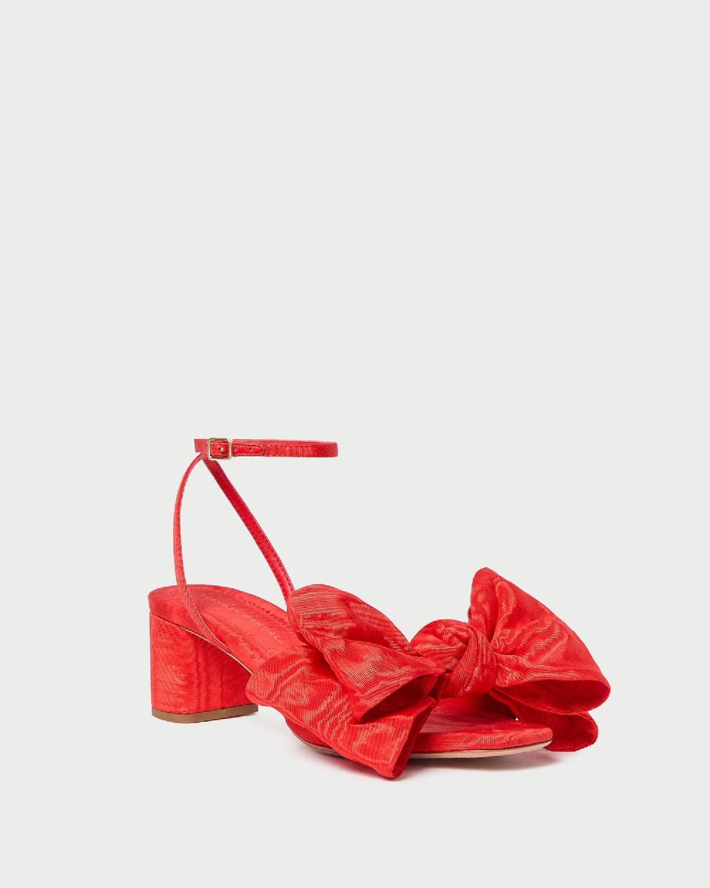 loeffler randall Carmen Red Moiré Bow Sandal