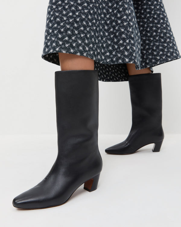Loeffler Randall Cleo Black Leather Mid−Calf Boot
