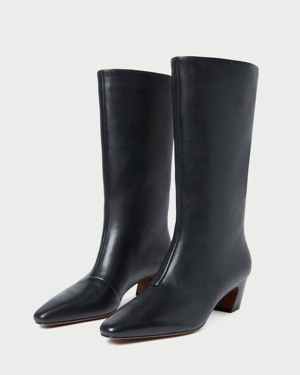 Loeffler Randall Cleo Black Leather Mid−Calf Boot