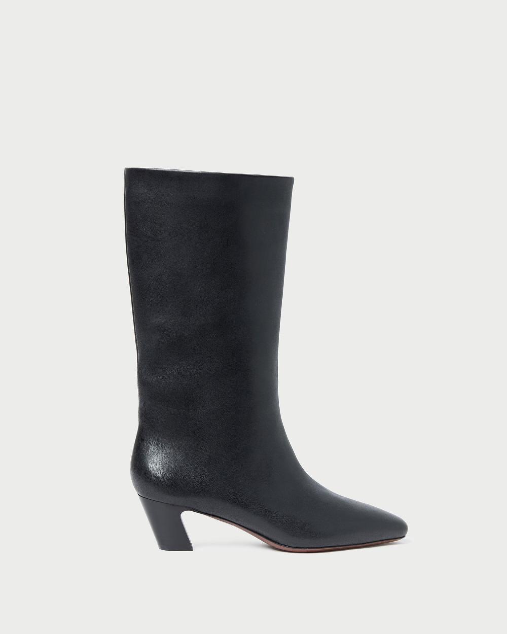loeffler randall Cleo Black Leather Mid−Calf Boot