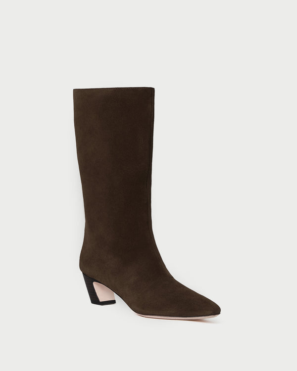 Loeffler Randall Cleo Brown Suede Mid−Calf Boot