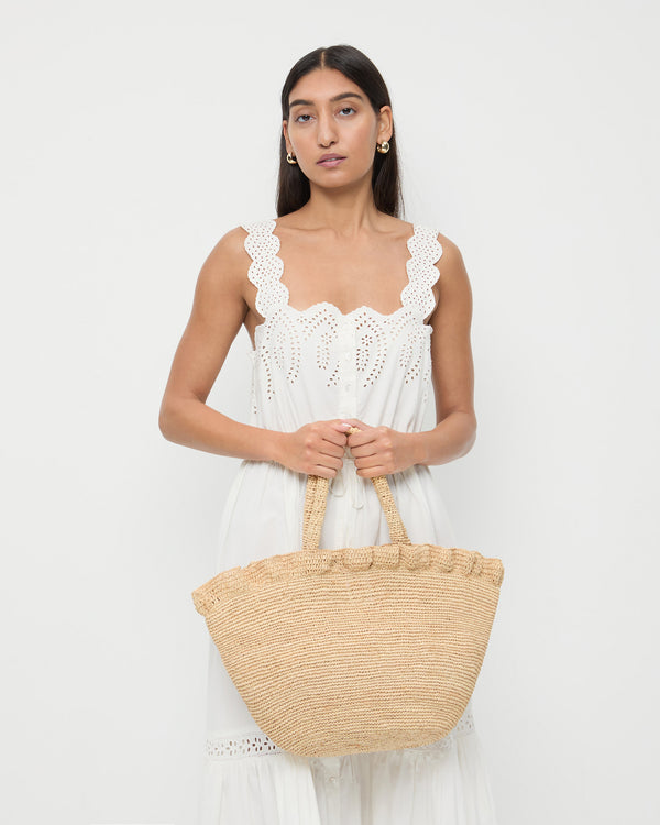 Loeffler Randall Cyrus Natural Ruffled Woven Tote