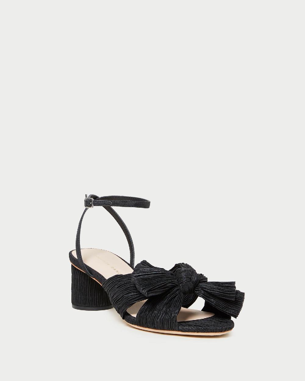 loeffler randall Dahlia Black Pleated Bow Heel