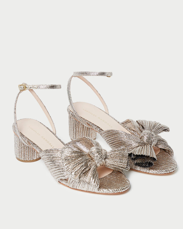 Loeffler Randall Dahlia Champagne Pleated Bow Heel