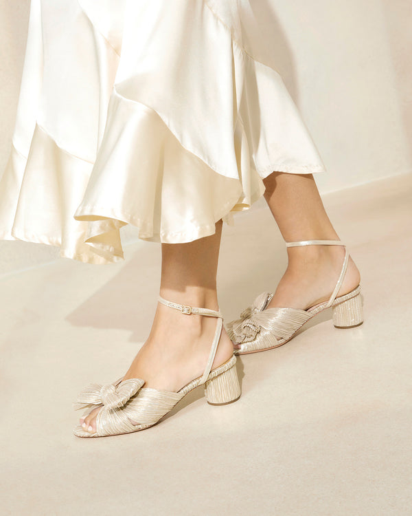 Loeffler Randall Dahlia Platinum Pleated Bow Heel