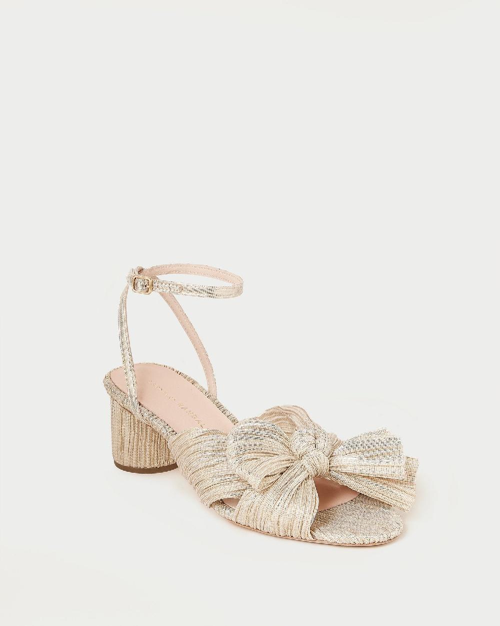 loeffler randall Dahlia Platinum Pleated Bow Heel
