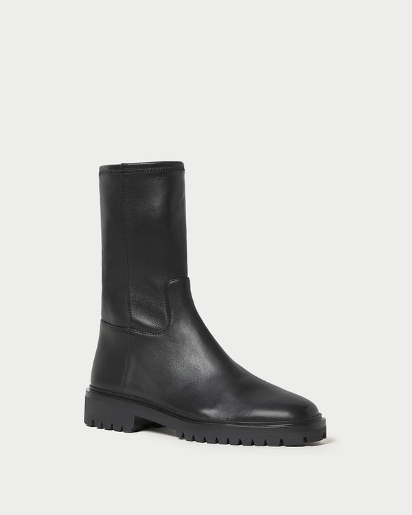 Loeffler Randall Danny Black Leather Lug Boot