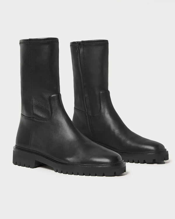 Loeffler Randall Danny Black Leather Lug Boot