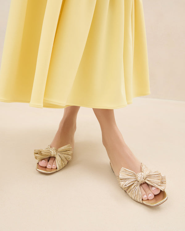 Loeffler Randall Daphne Gold Bow Slide Sandal