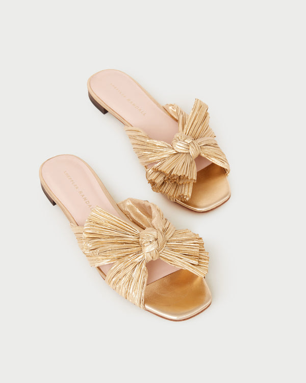 Loeffler Randall Daphne Gold Bow Slide Sandal