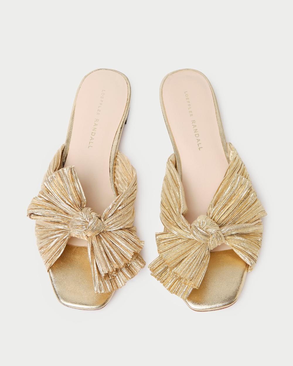loeffler randall Daphne Gold Bow Slide Sandal