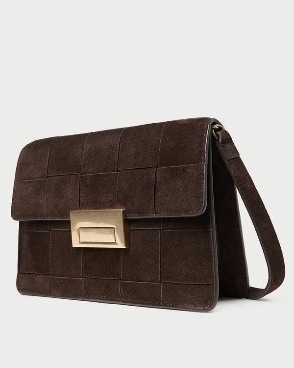 Loeffler Randall Delphine Brown Suede Shoulder Bag