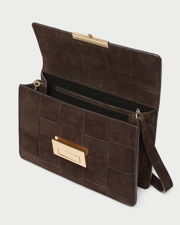 Loeffler Randall Delphine Brown Suede Shoulder Bag