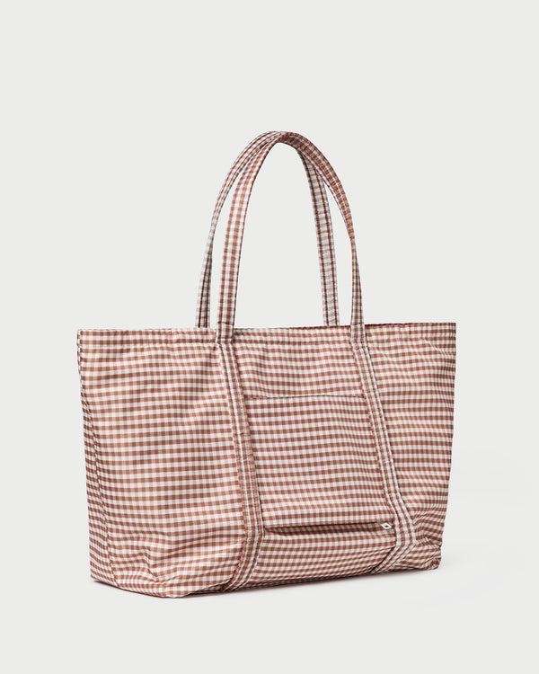 Loeffler Randall Dina Brown Gingham Travel Tote